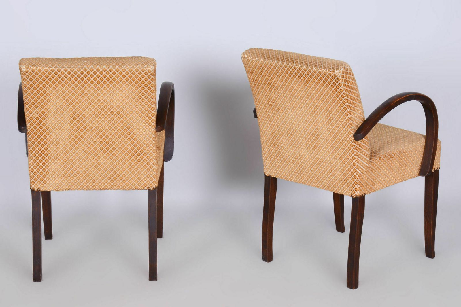 Original Walnut Artdeco Pair Of Armchairs, Jules Leleu, France, 1930s photo for sale
