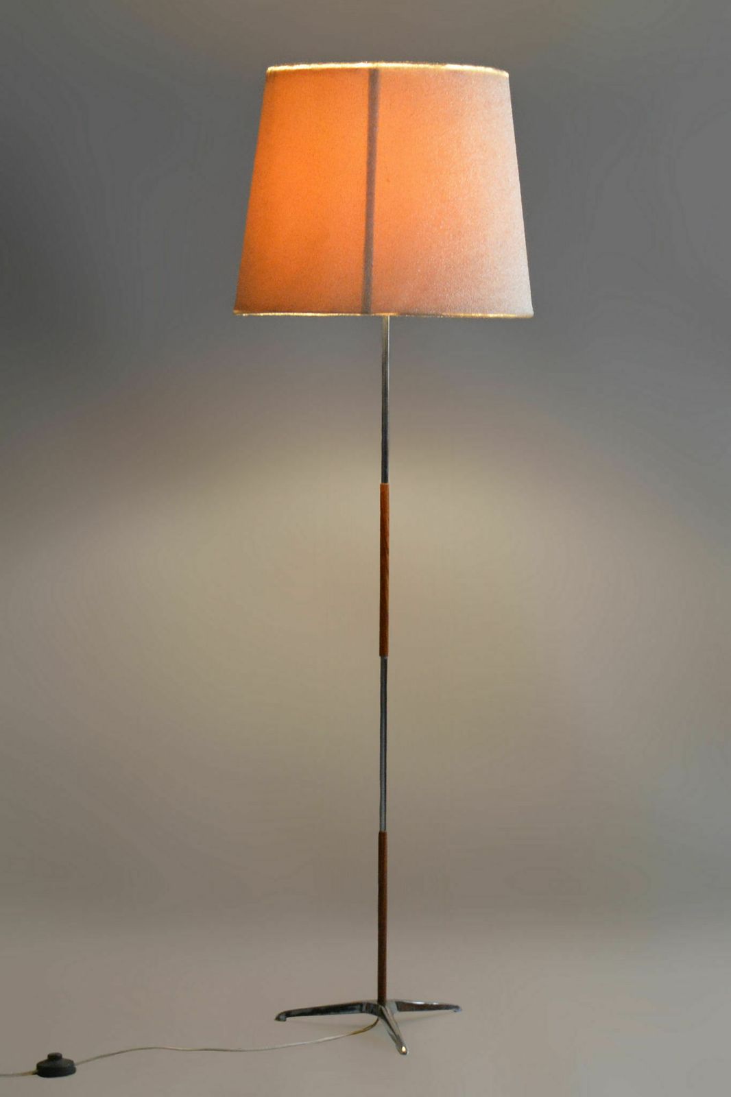 Original Midcentury Floor Lamp, Palisandr, Chrome Plated Steel, Czechia, 1960s photo Lighting