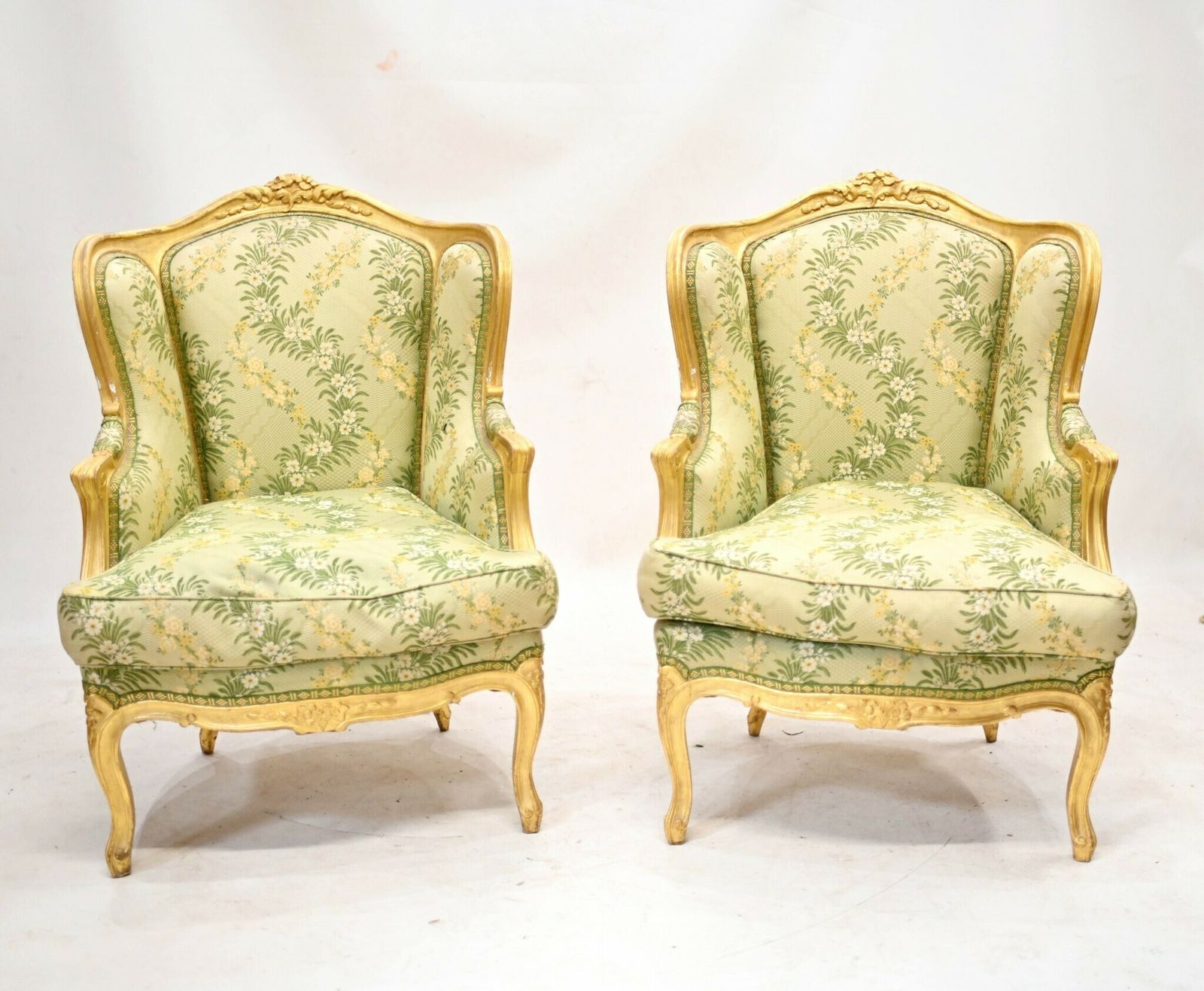 Pair French Gilt Arm Chairs Fauteuils photo Furniture