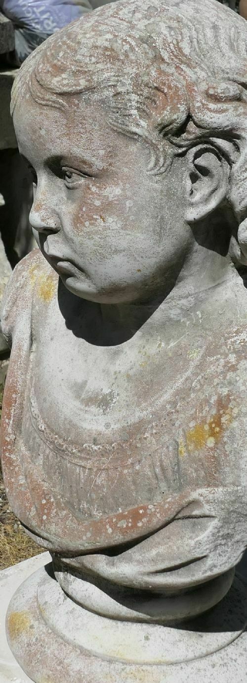 Head And Shoulder Bust Of A Young Girl Garden Statue photo Art