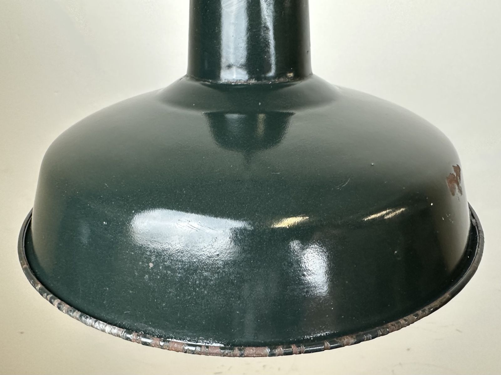 Lighting Industrial French Dark Green Enamel Factory Lamp, 1960s photo