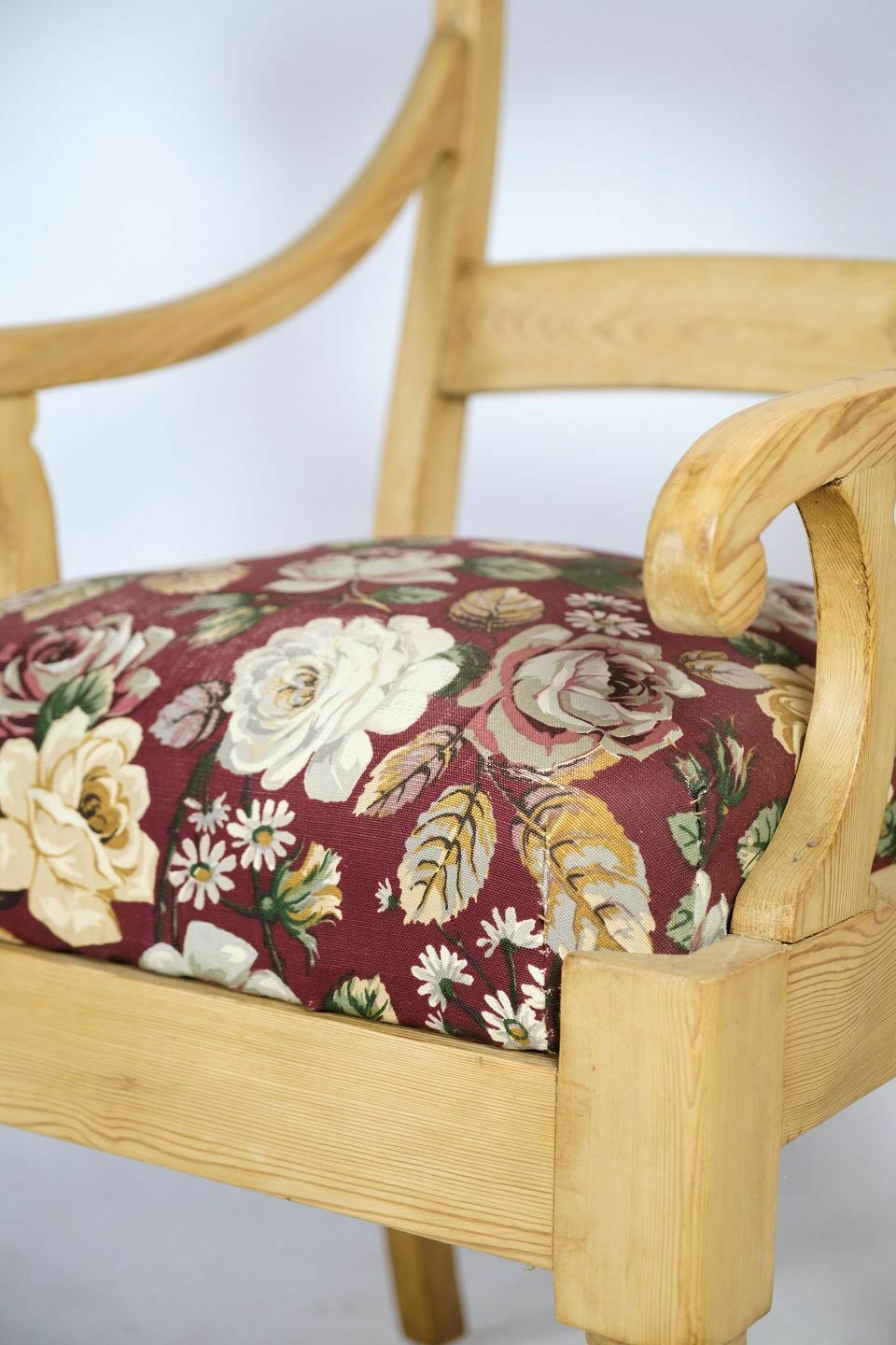 Armchair In Pine & Flowered Covers From 1890s photo for sale
