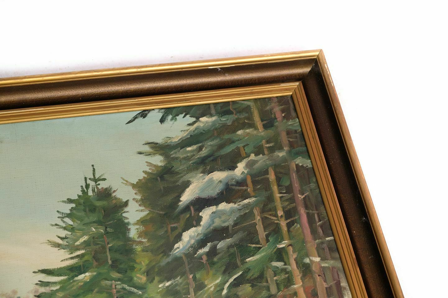 Painting Canvas With Motif Of Snow Landscape Fron 1930s photo for sale