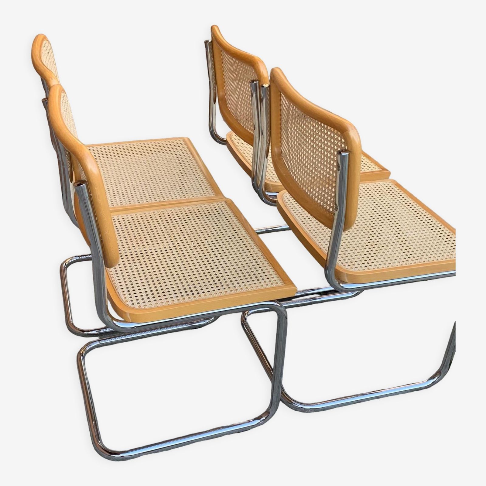 Set Of 4 Mid Century Upholstered Cesca Chairs, Italy 1970s photo vintage