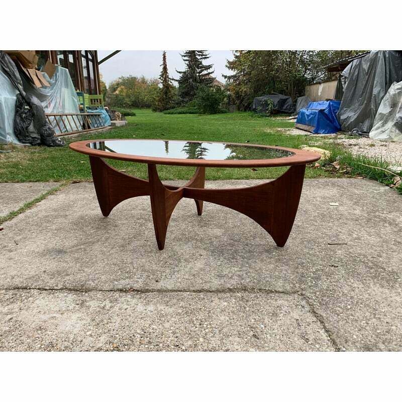Vintage Astro Oval Teak Coffee Table With Glass Top By Victor Wilkins For G Plan, 1960 photo for sale