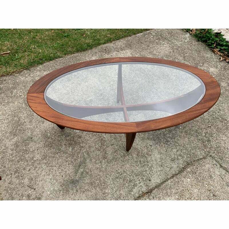 Furniture Vintage Astro Oval Teak Coffee Table With Glass Top By Victor Wilkins For G Plan, 1960 photo