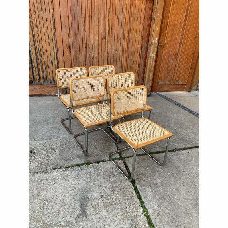 Set Of 5 Mid Century Italian B32 Cesca Chairs By Marcel Breuer, 1970s photo 1757.0