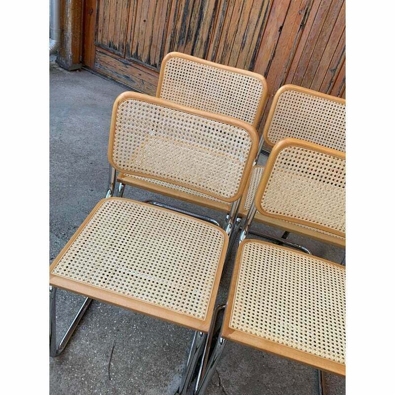 Set Of 4 Mid Century Italian B32 Cesca Chairs By Marcel Breuer, 1970s photo buy