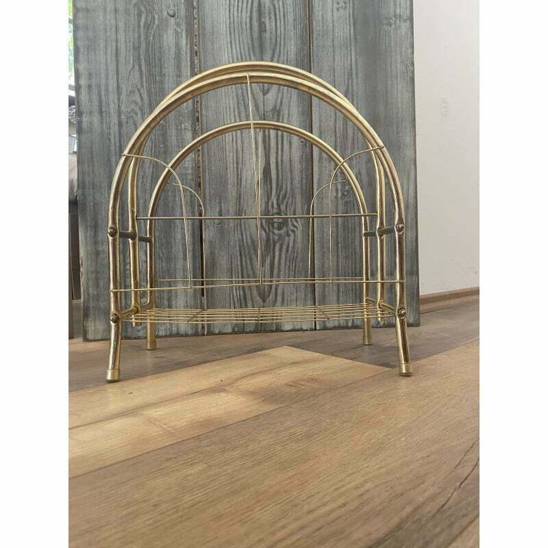 Mid Century Brass Magazine Rack photo for sale