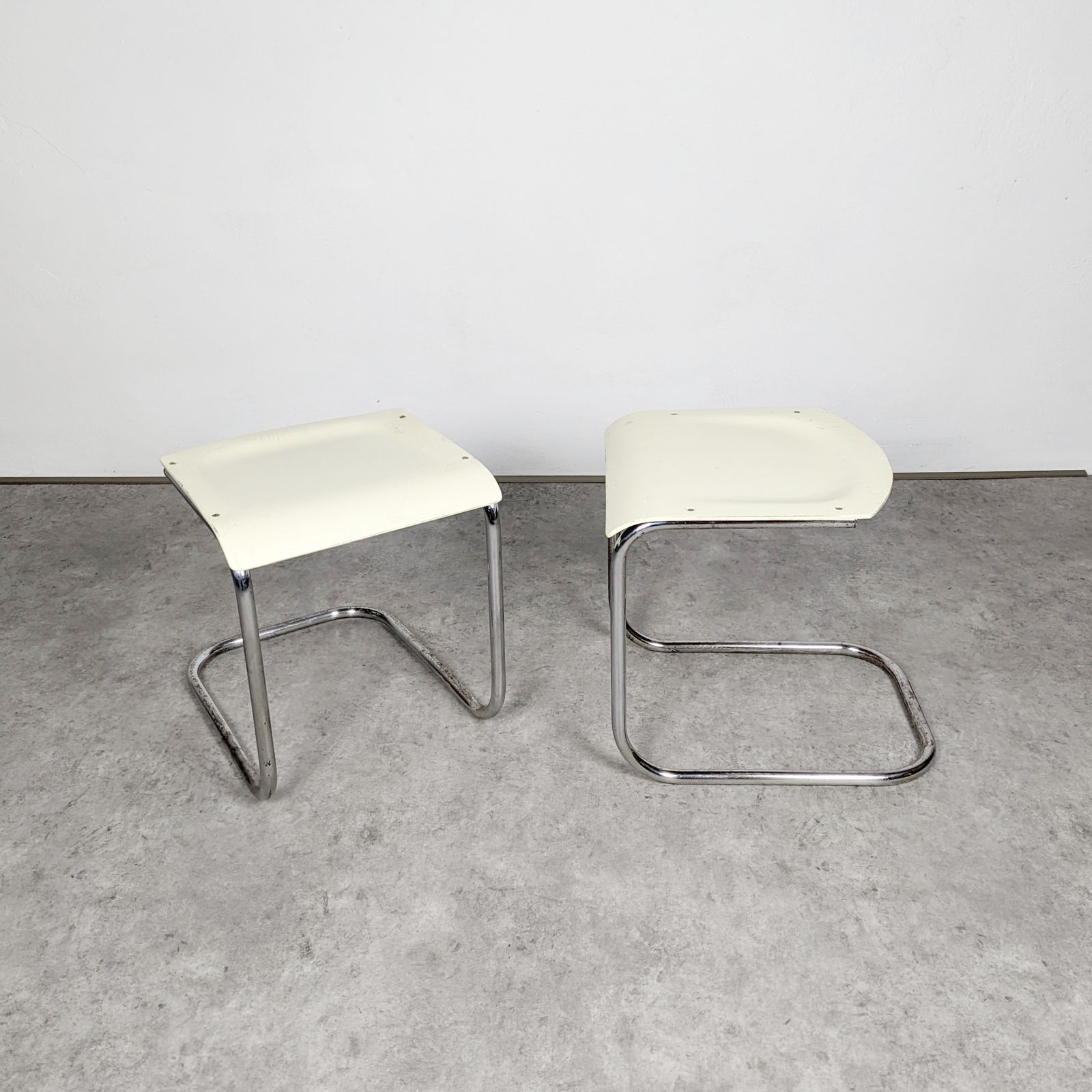 Pair Of Cantilever Tubular Steel Bauhaus Stools By Mart Stam