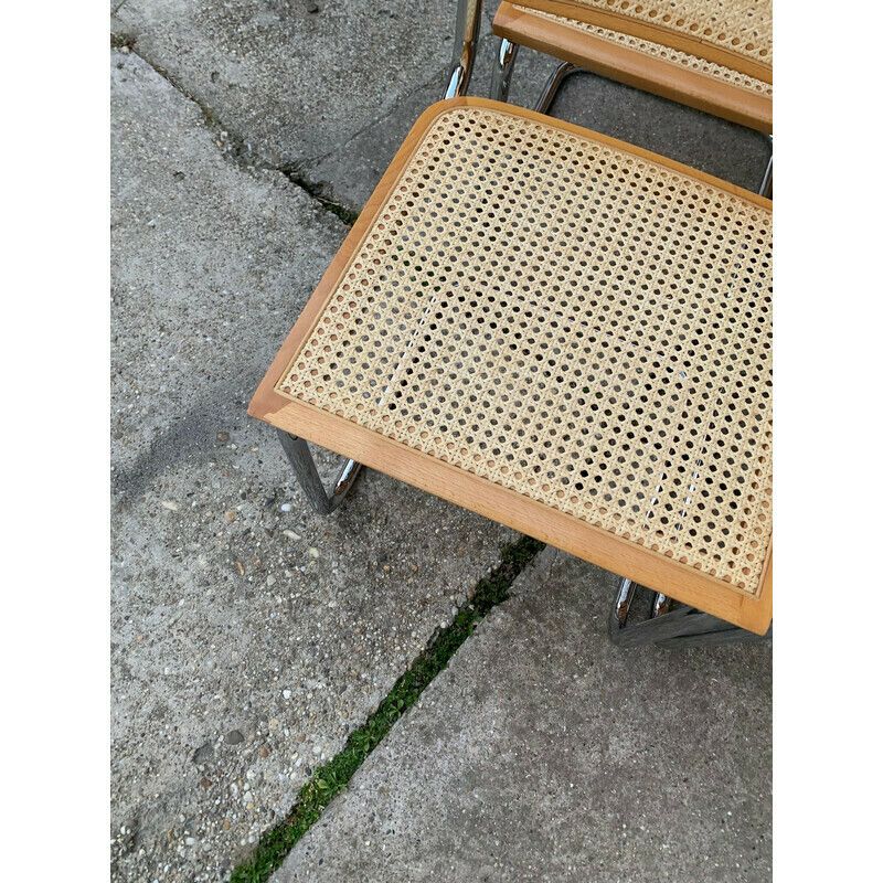 Set Of 6 Vintage B32 Cesca Chairs By Marcel Breuer, Italy 1970 photo for sale