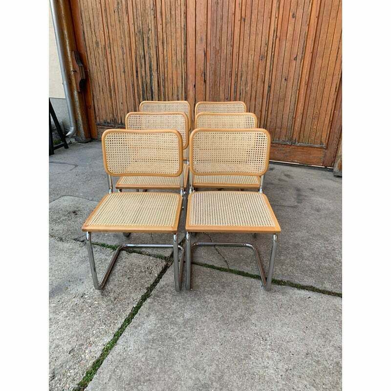 Set Of 6 Vintage B32 Cesca Chairs By Marcel Breuer, Italy 1970 photo 2117.0