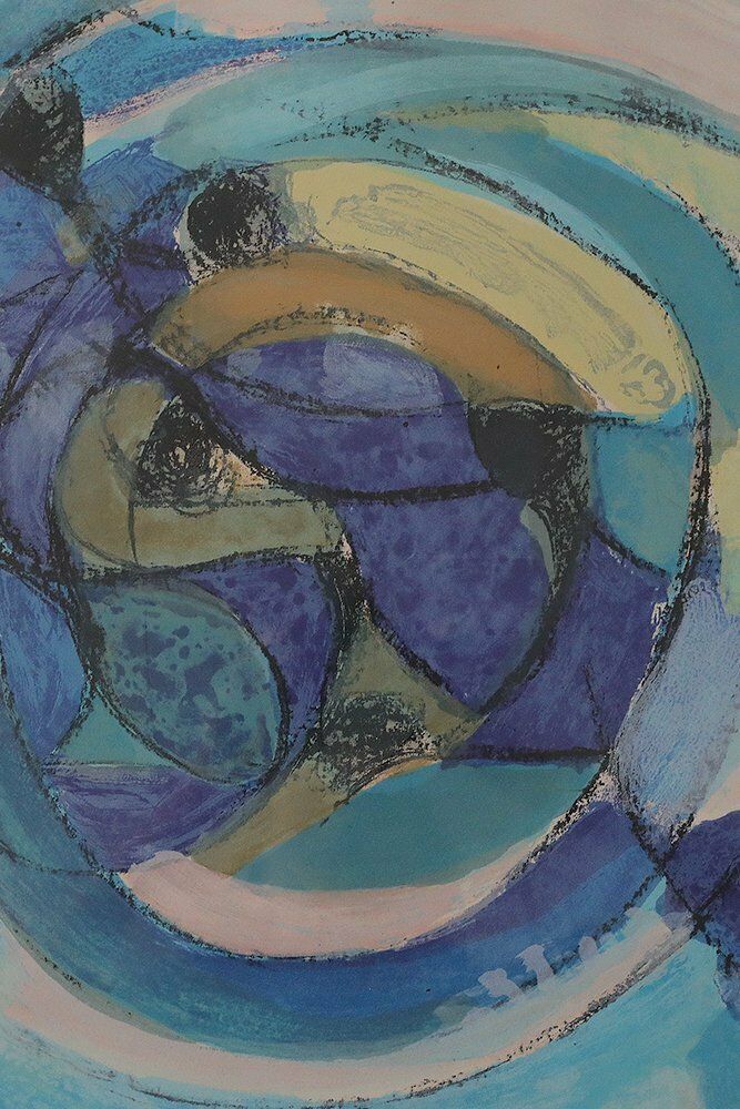 Gustav Bolin, Composition, Color Lithograph, 1970s, Framed photo furniture