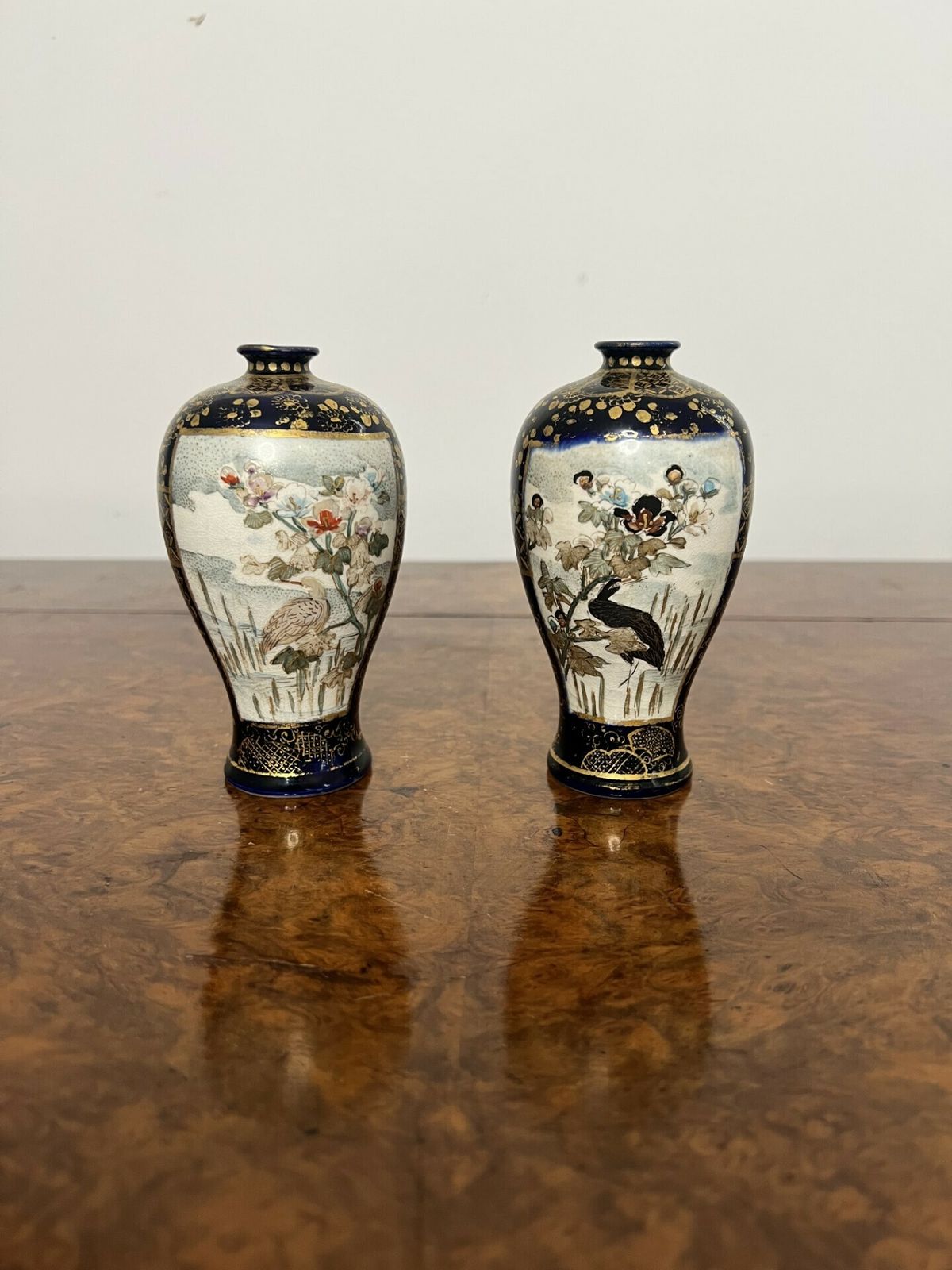 Fantastic Quality Pair Of Small Antique Japanese Satsuma Vases