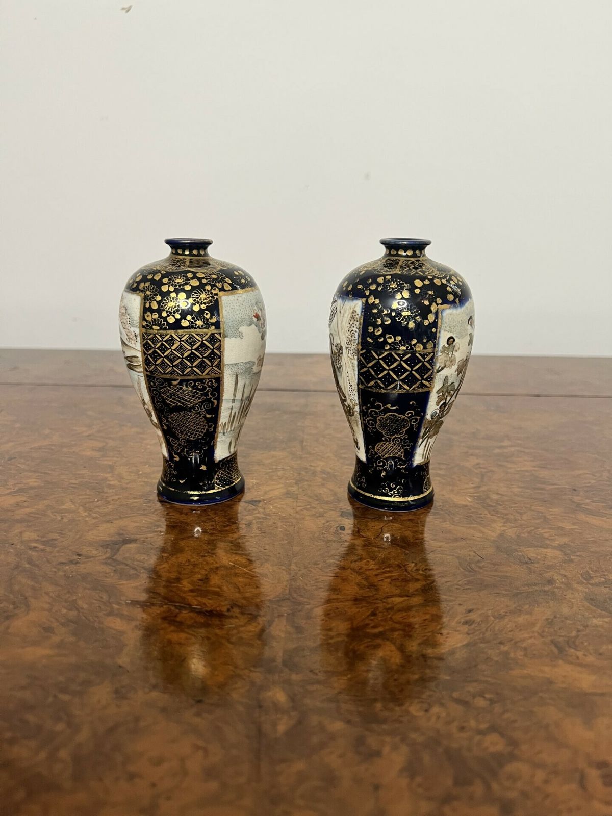 Fantastic Quality Pair Of Small Antique Japanese Satsuma Vases photo vinterior