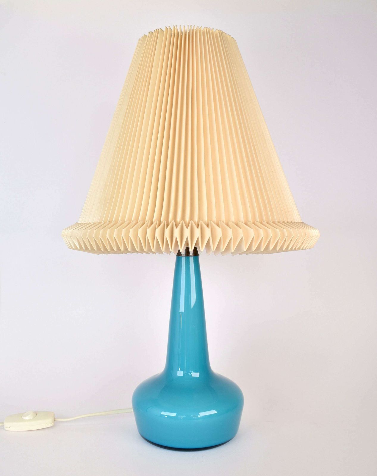 Mid Century Le Klint Tafellamp 311 Blauw Glas | Vintage Deens Design Accentlamp | Geplooide Kap Holmegaard Scandinavisch Scandi Azuurblauw photo buy