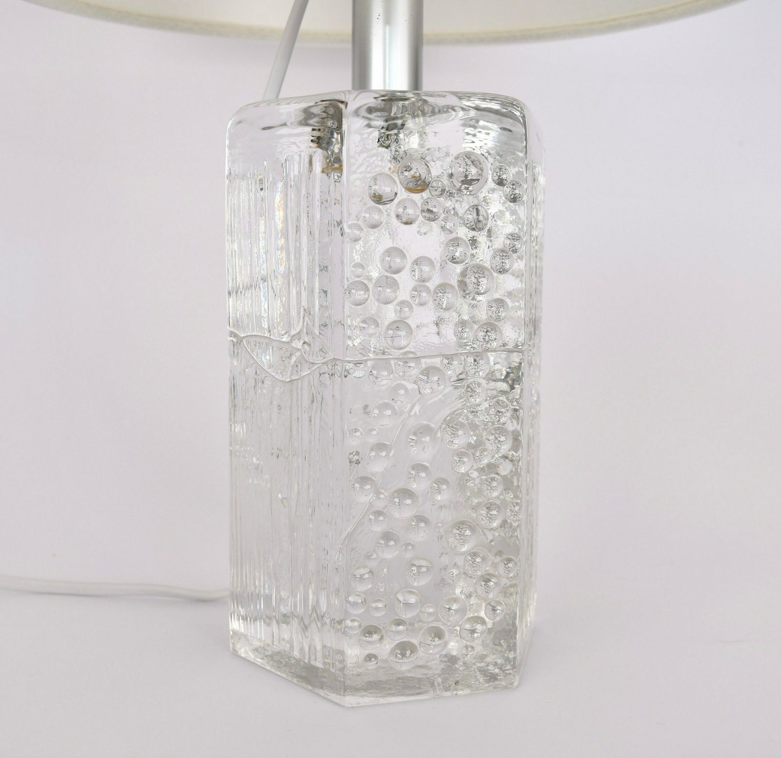 Mid Century Solid Crystal Structured Table Lamp By Willem Heesen For Royal Leerdam | Accent Light Ice Glass | Modernist Modern Vintage photo furniture