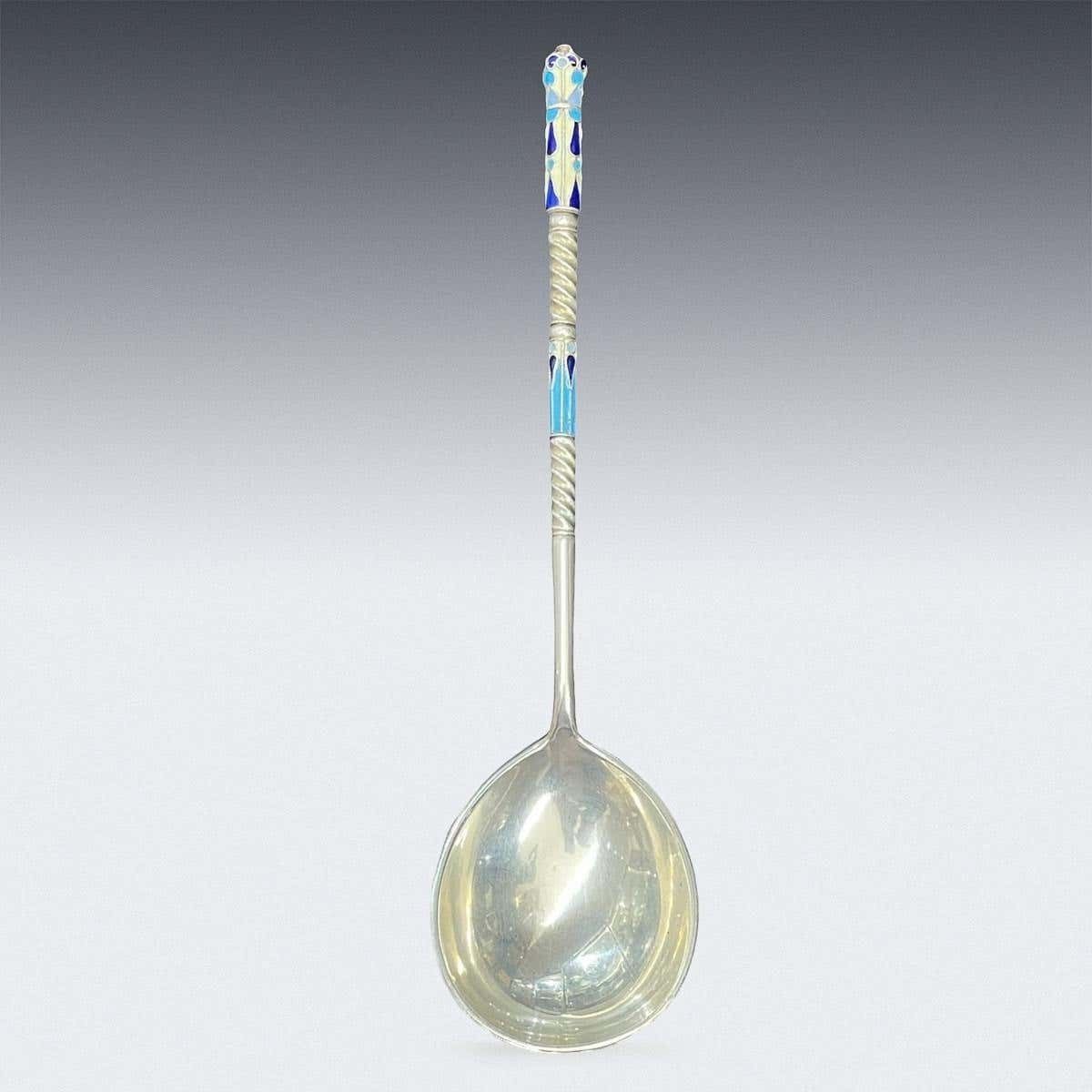20th Century Russian Solid Silver & Enamel Spoon, Ivan Saltikov, C.1900 photo furniture