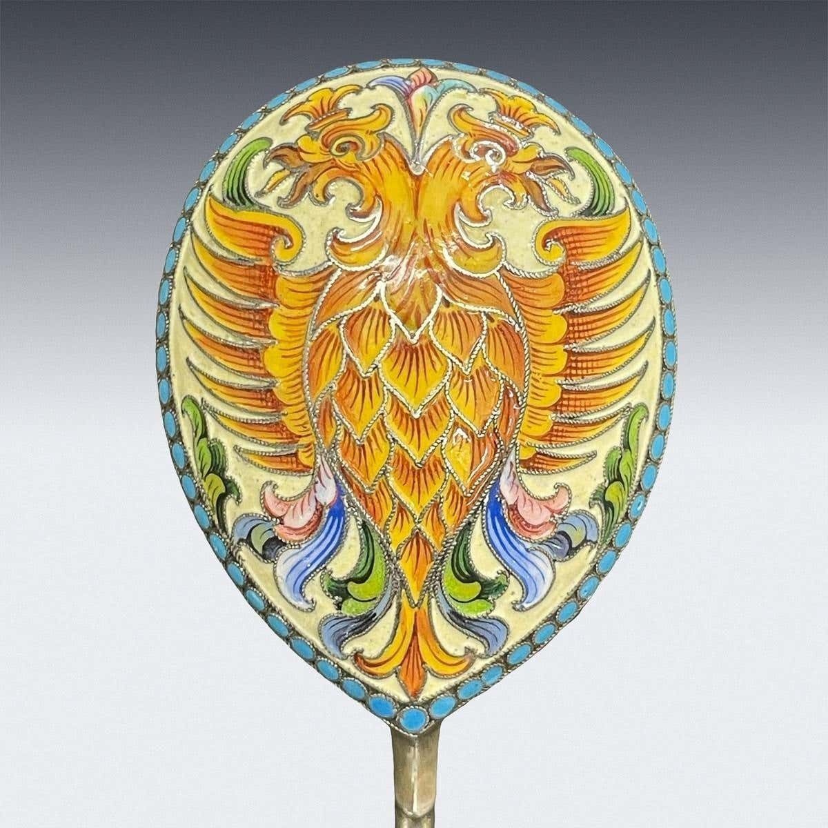20th Century Russian Solid Silver & Enamel Spoon, Ivan Saltikov, C.1900 photo for sale