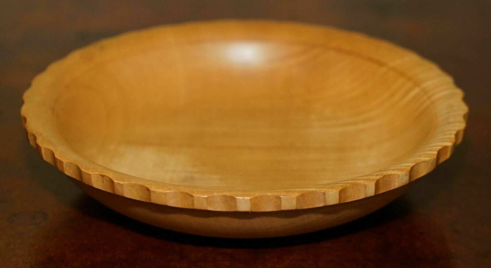 photo for sale Hand Made Vintage Ripple Sycamore Fruit Bowl Signed To The Base Bob French