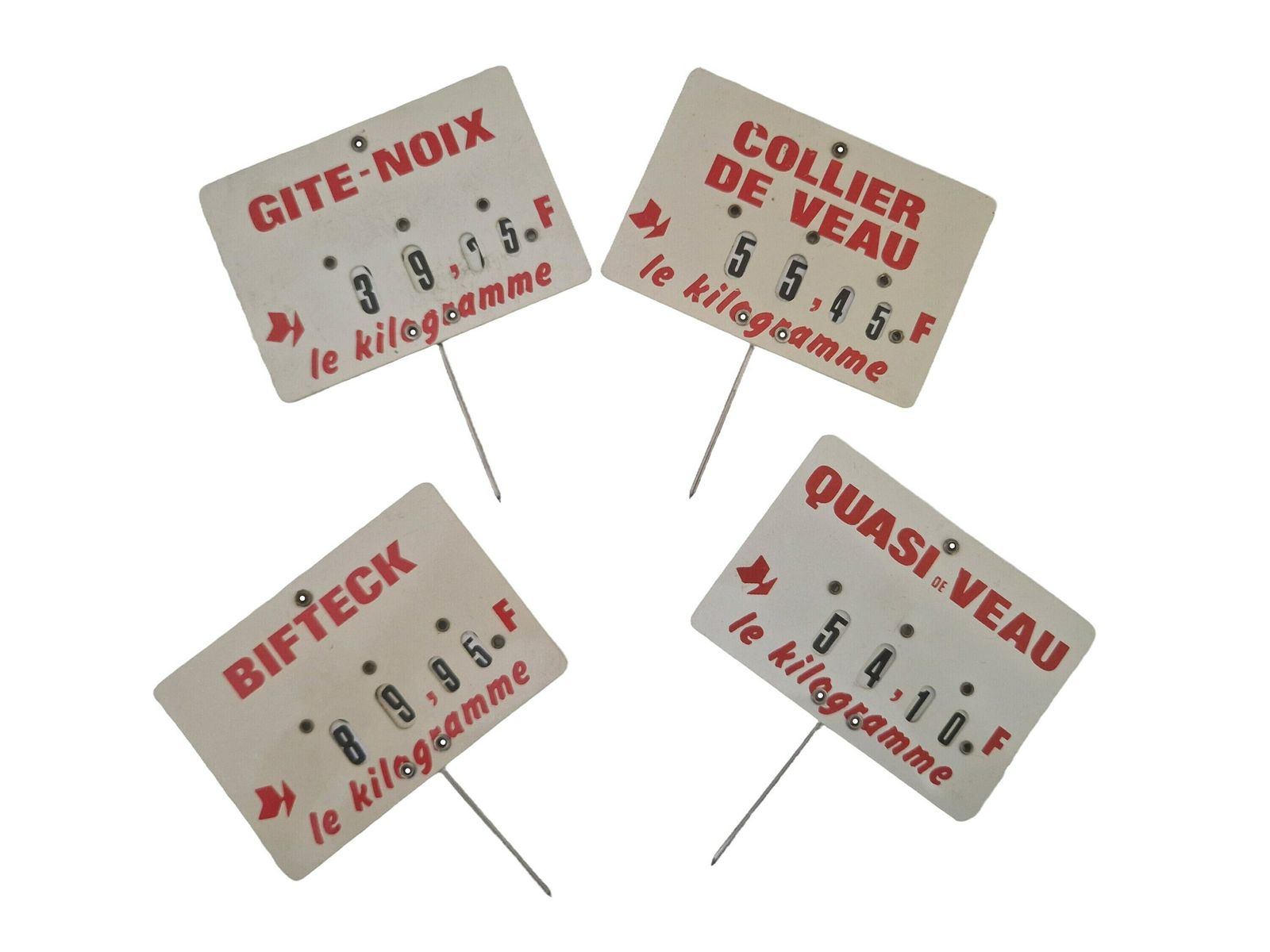 Prijskaartjes Voor Slagerij – Set Van 4 Vintage Franse Winkelbordje photo Woonaccessoires