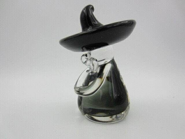 Murano Smokey Grey Art Glass Figurine Oball Chinese Mexican Man Sculpture photo 93.99