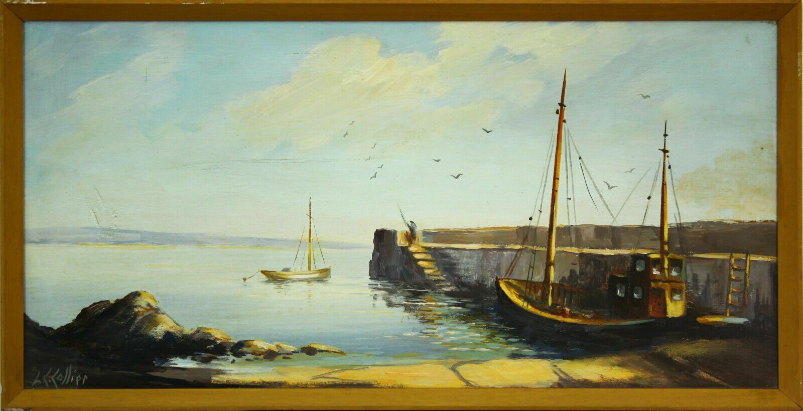 Oil On Board By L C Collier. Quayside