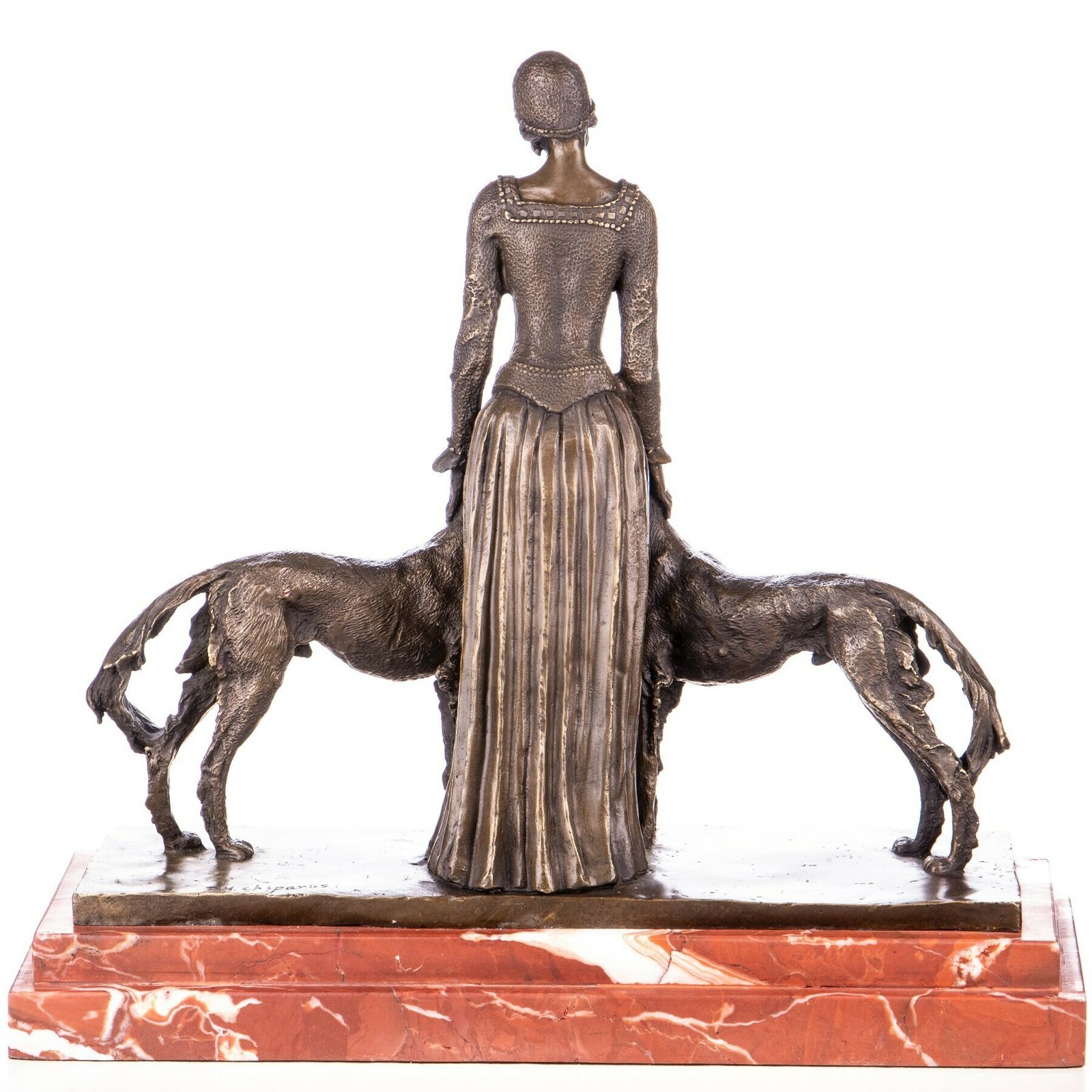 Art Nouveau Bronze Statue Woman With Two Dogs Inspired By D.H. Chiparus photo furniture