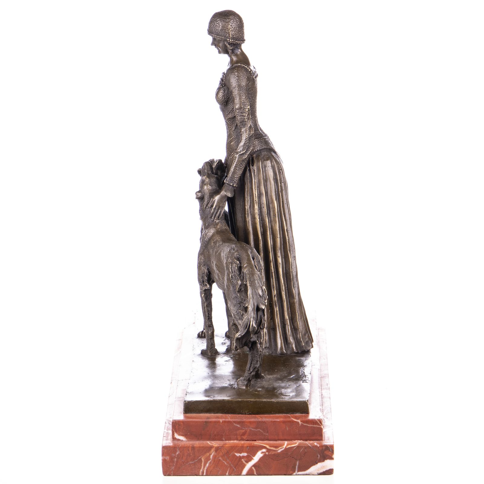 Art Nouveau Bronze Statue Woman With Two Dogs Inspired By D.H. Chiparus photo for sale