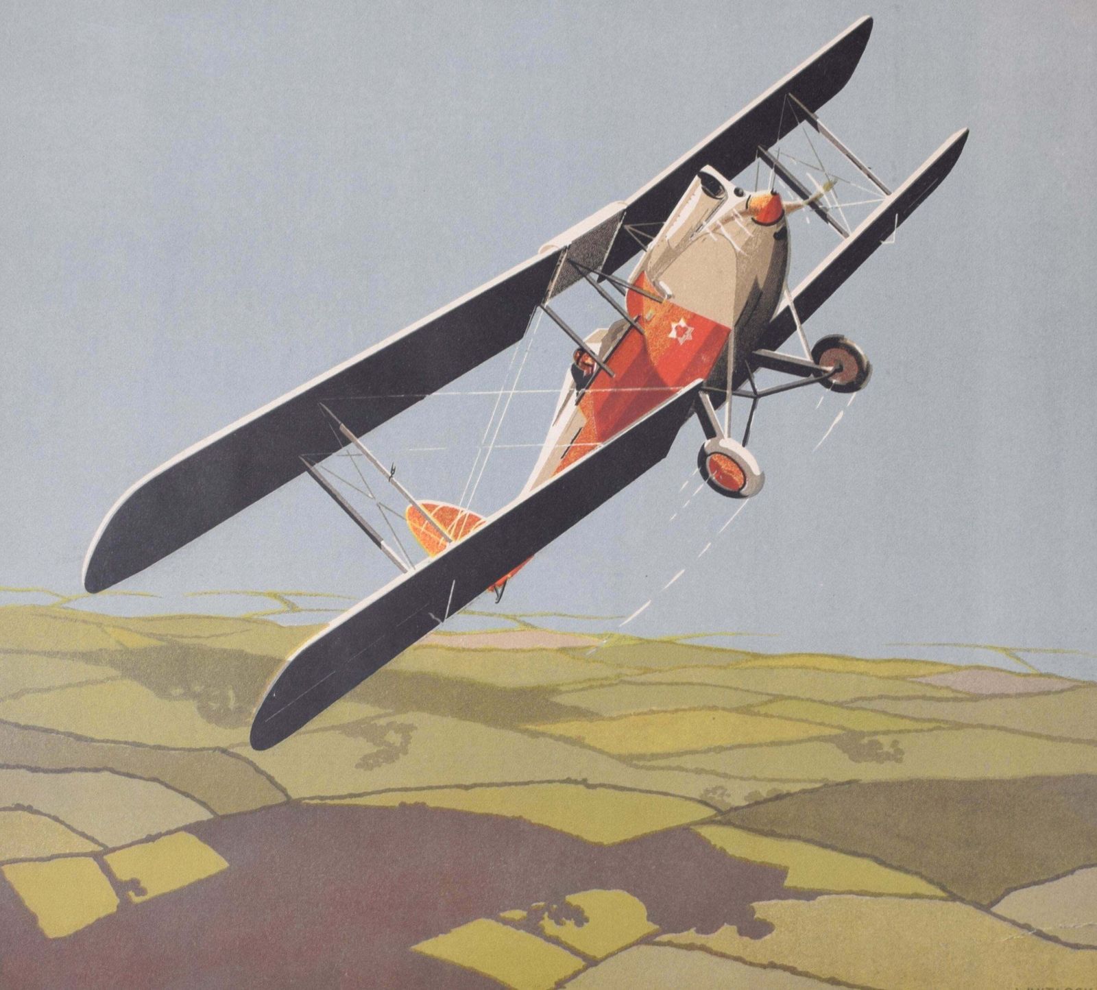Unknown National Savings Biplane Original Vintage 1930s Poster photo furniture