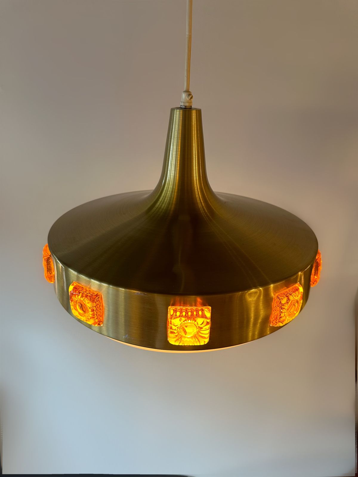 Space Age Brushed Brass Lamp By Carl Fagerland For Orrefors Of Sweden, 1954 photo vinterior