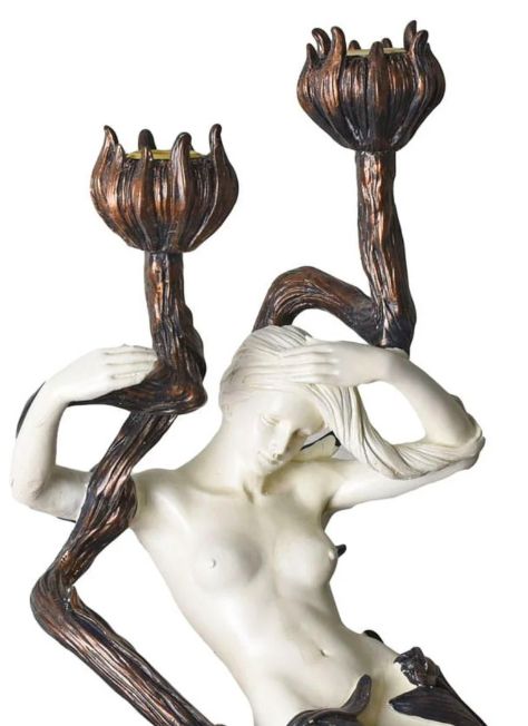 Elegant Art Nouveau Style Woman Figure Candleholder photo furniture