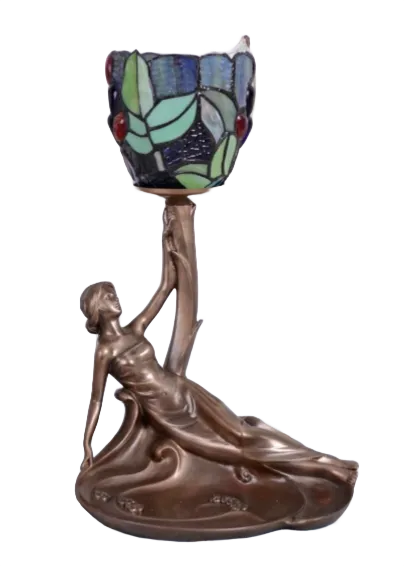 Elegant Sculptural Table Lamp With Art Nouveau Inspiration