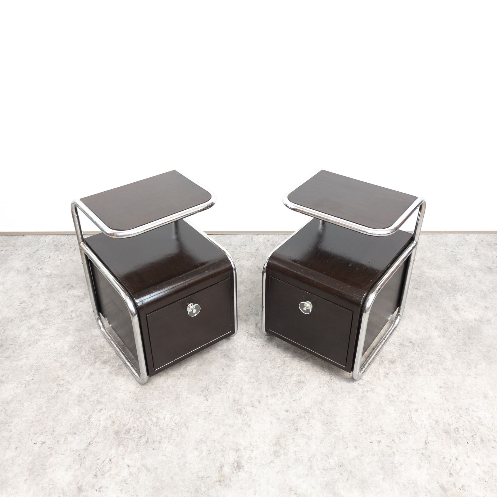 Unique Bauhaus Tubular Steel Night Stands By Hynek Gottwald photo Furniture