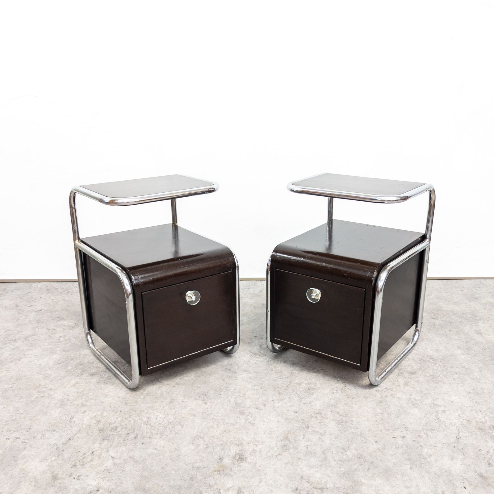 Unique Bauhaus Tubular Steel Night Stands By Hynek Gottwald