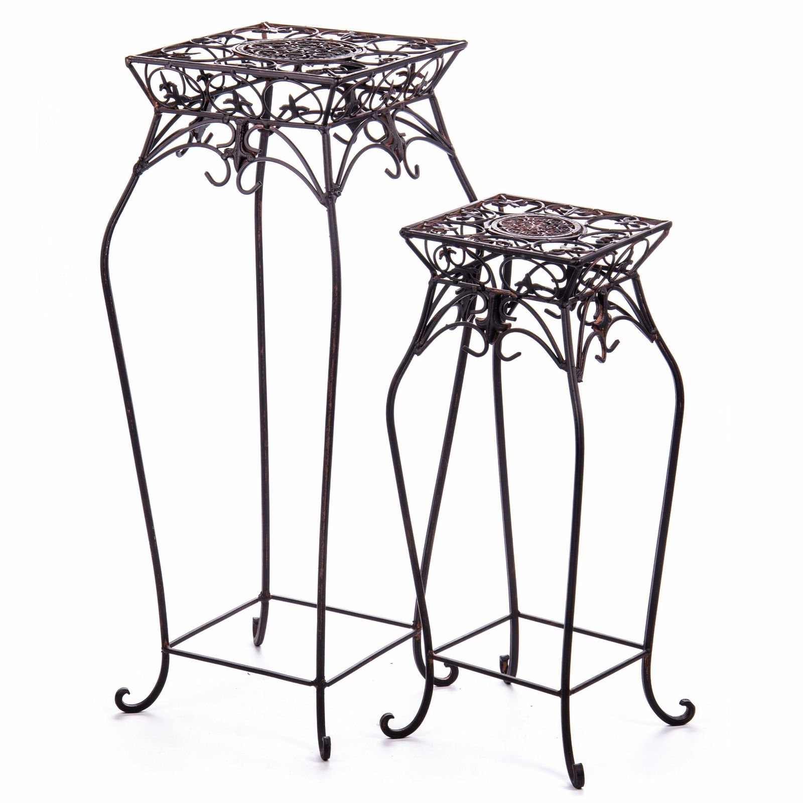 Inspire Antique Style Steel Flower Stool Set Of 2