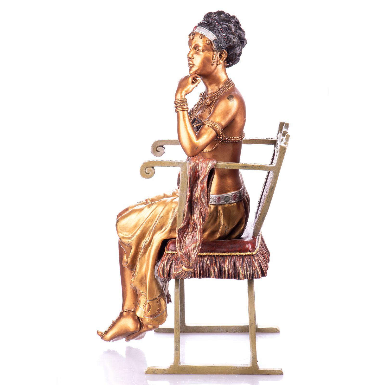 Antique Style Art Deco Bronze Dancer On Armchair photo for sale