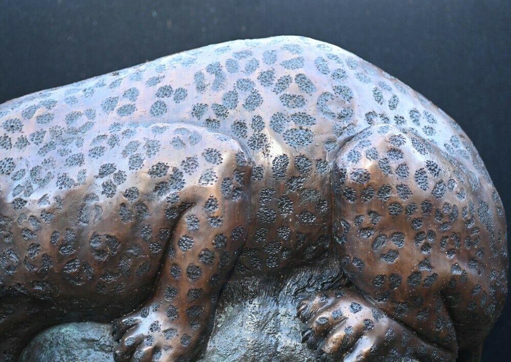 Large Bronze Panther Statue Garden Cat Sculpture photo buy