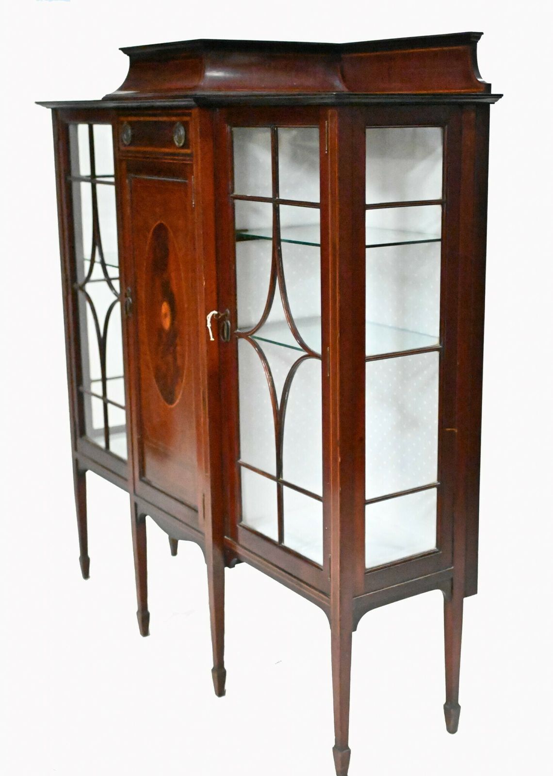 photo furniture Edwardian Display Cabinet Vitrine Sheraton Mahogany Inlay 1910