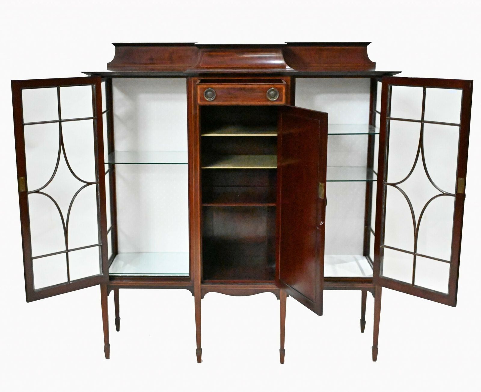 photo for sale Edwardian Display Cabinet Vitrine Sheraton Mahogany Inlay 1910