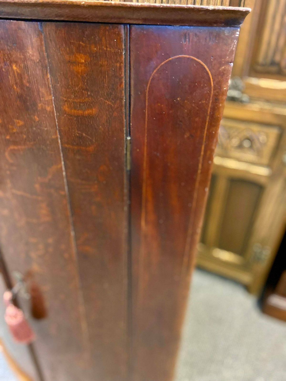 Antique Georgian Bow Front Corner Cupboard / Made In England C1780 photo for sale