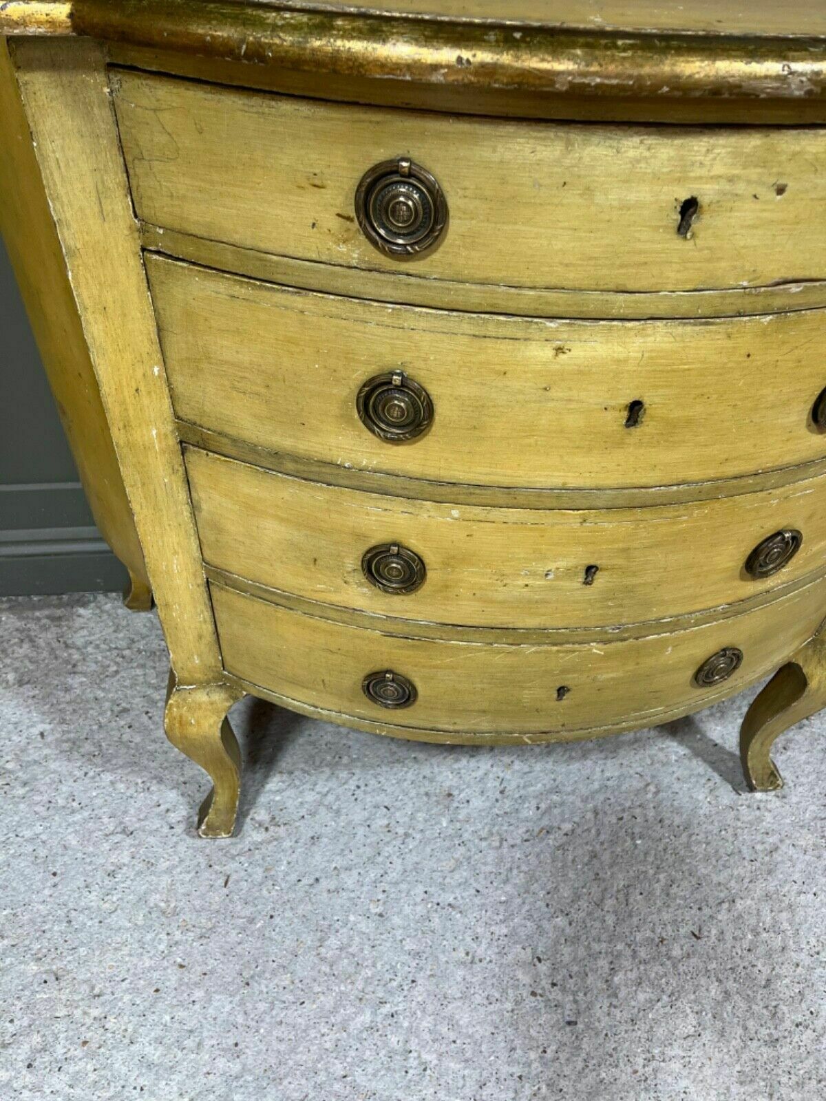 photo furniture Antique Painted Chest Of Drawers Italian Origin Gilded Banding Late 1890’s
