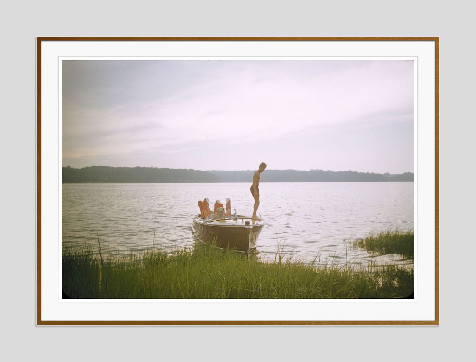 Water Skiing By Toni Frissell Archival Pigment Print Oversize Framed In Brown