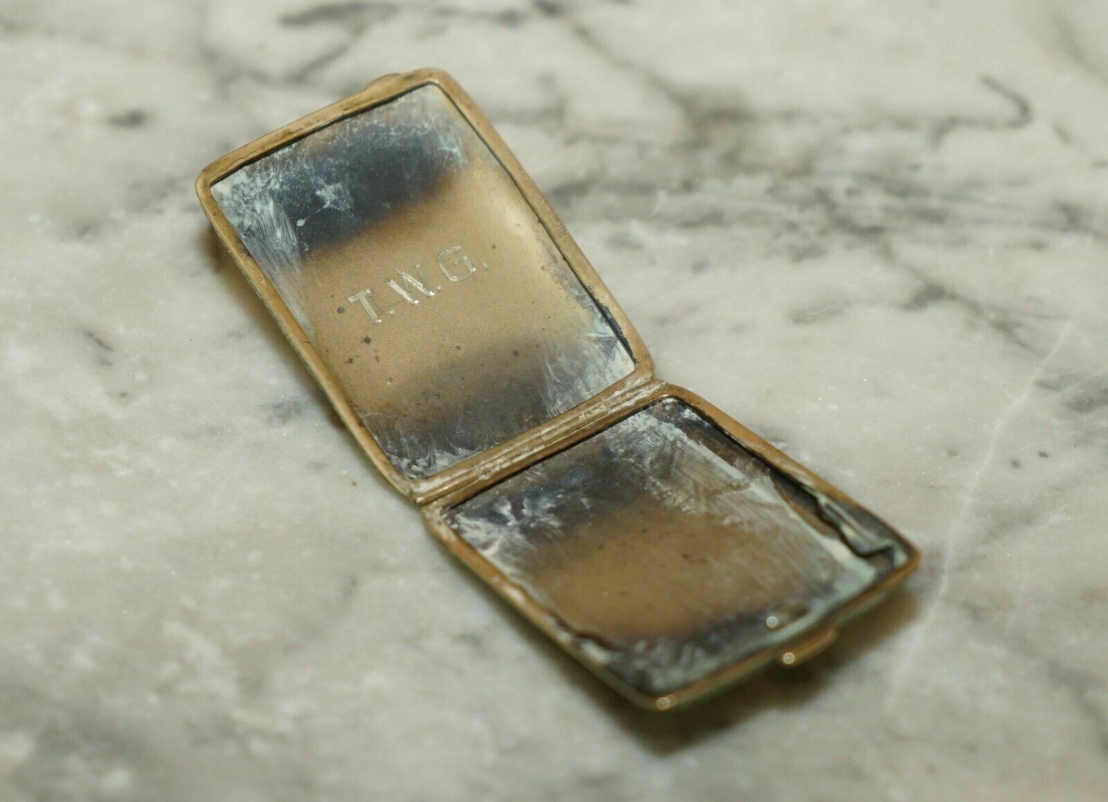 Lovely Antique Victorian Shagreen Shark Skin Vesta Case For Small Matches Etc photo vinterior