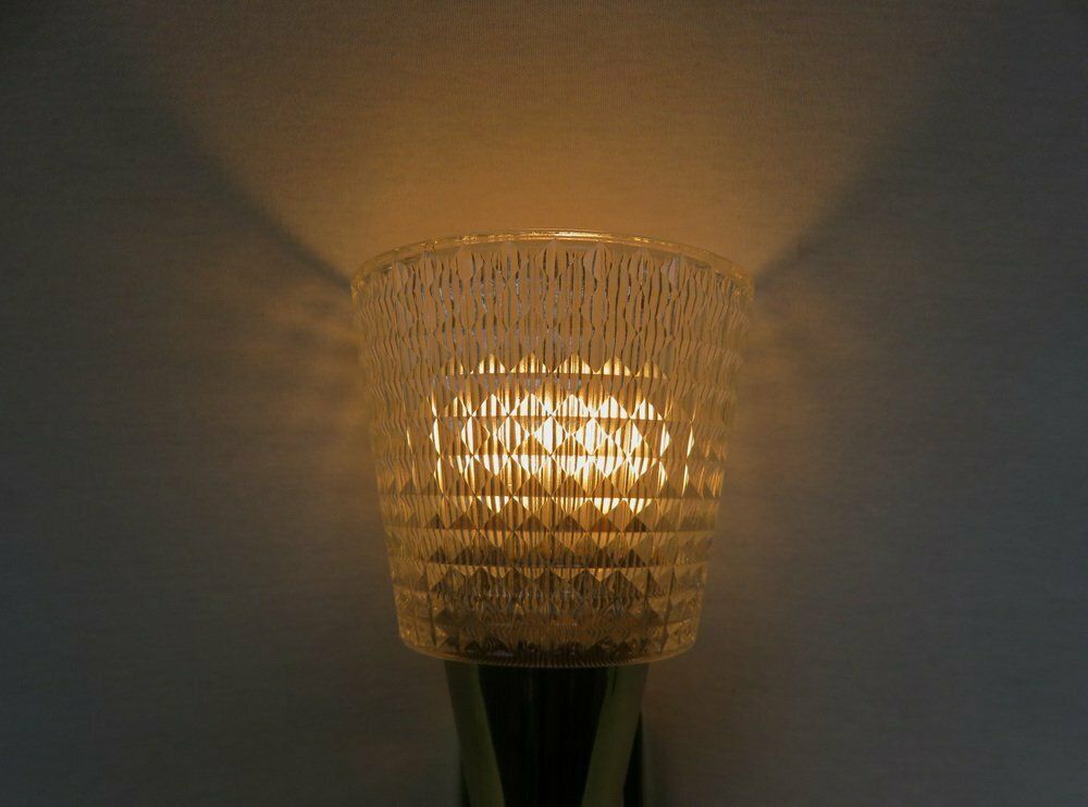 photo furniture Elegant Wall Lights Torches, 50s, Brass, Beige, Glass, 1950s, Set Of 2