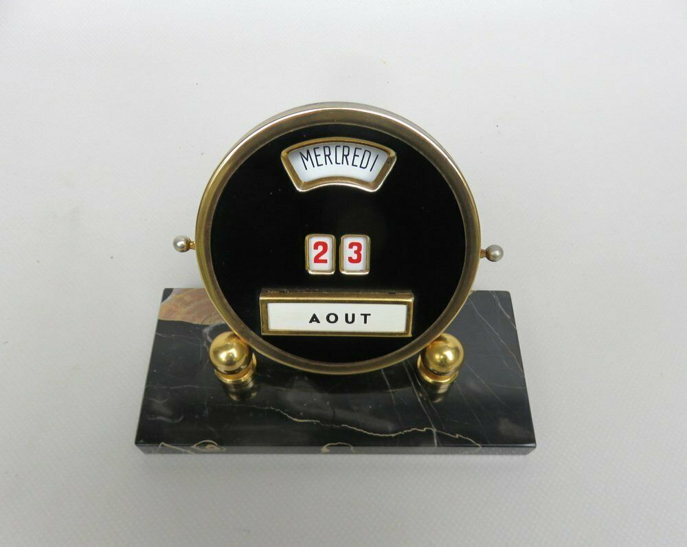 Black And Gilt Eternal Calendar With Marble Base From Mistral, France, 1920s photo furniture