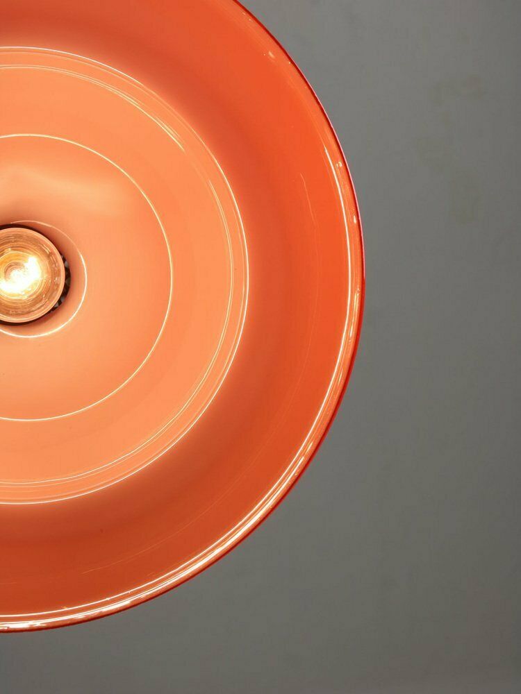 Mid Century Italian Red Glass And Brass Pendant Lamp photo vintage