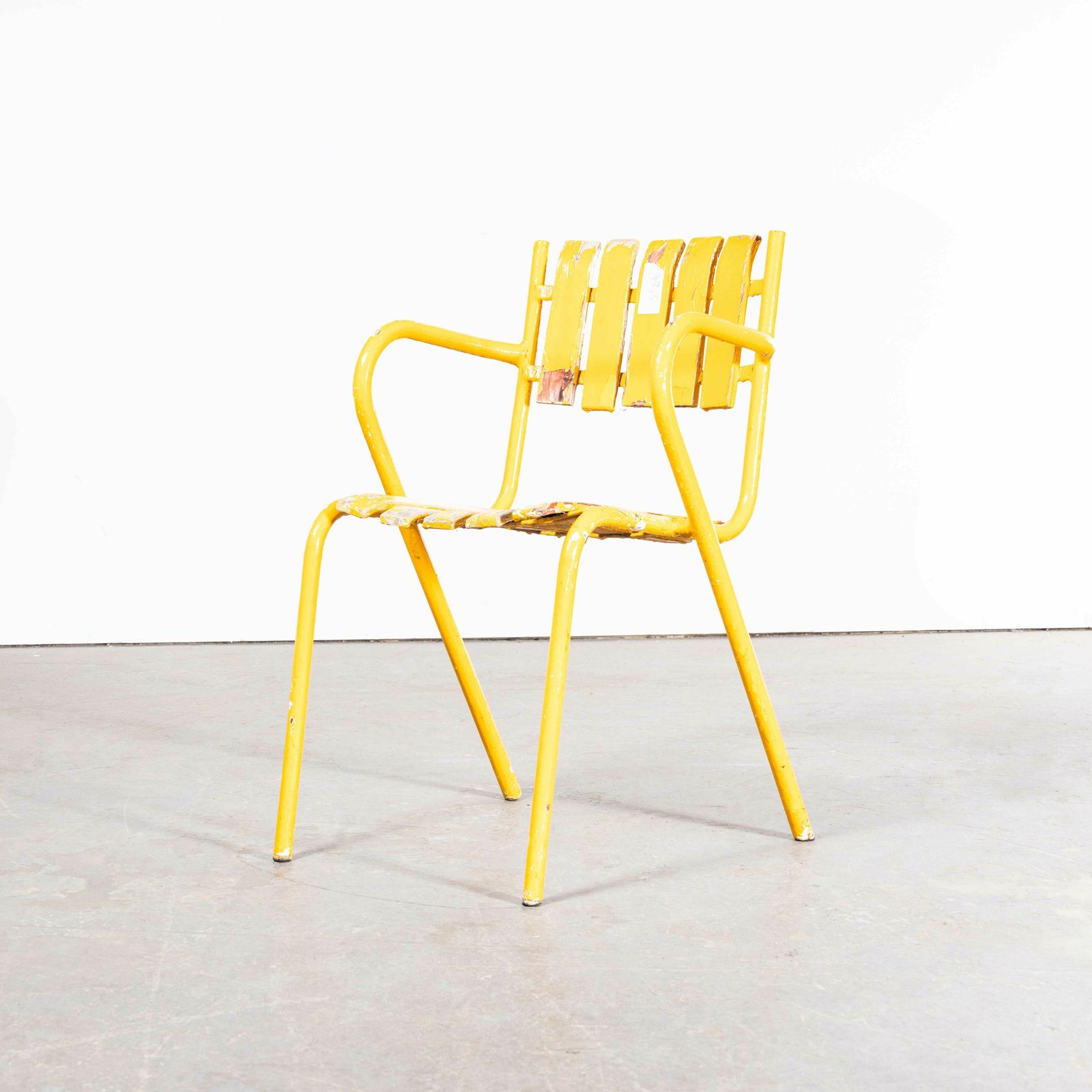 1950’s Original French Outdoor Yellow Slatted Chairs – Various Quantities Available photo Garden Furniture