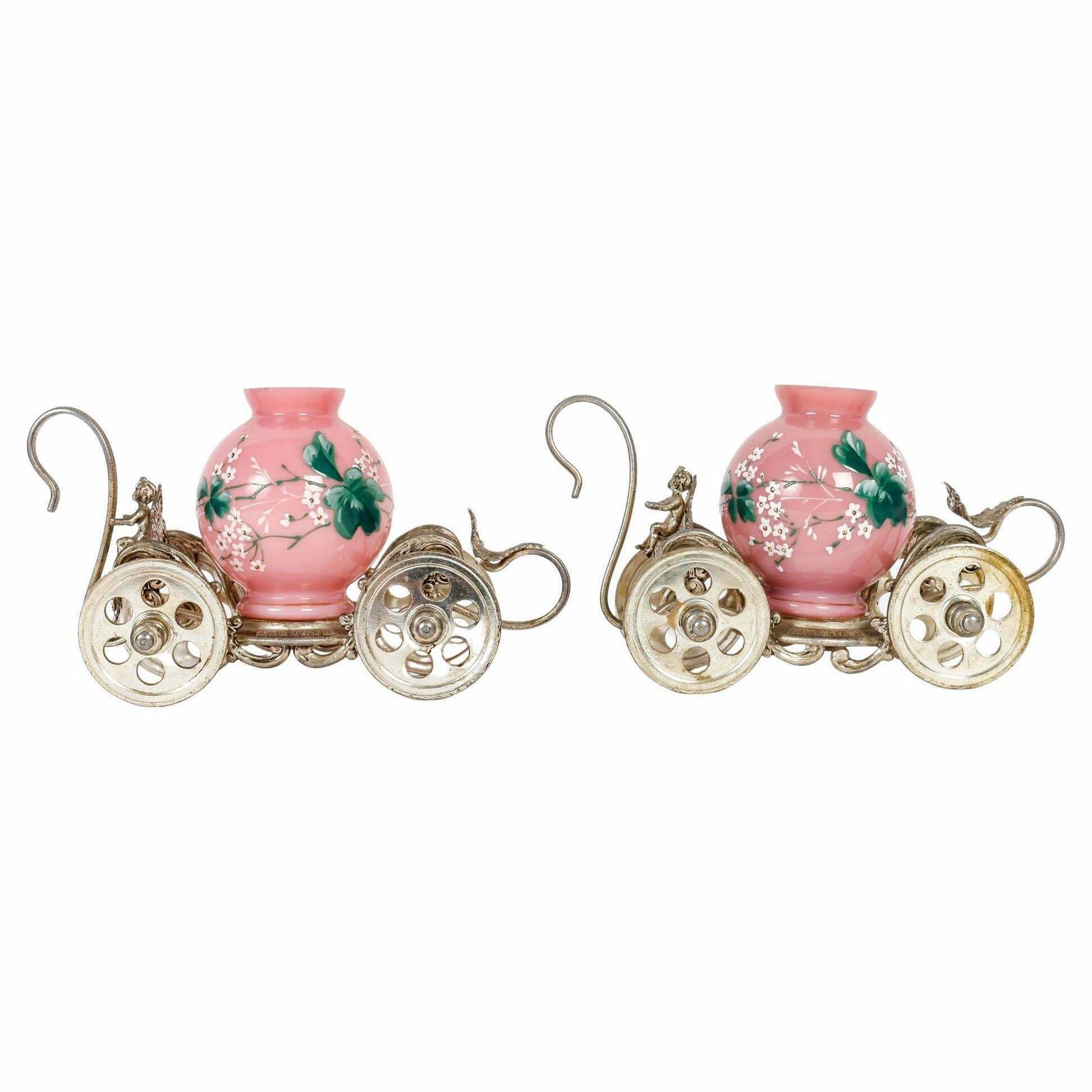 Two Carriages For Bouquets Of Flowers For Table Decoration, 19th Century.