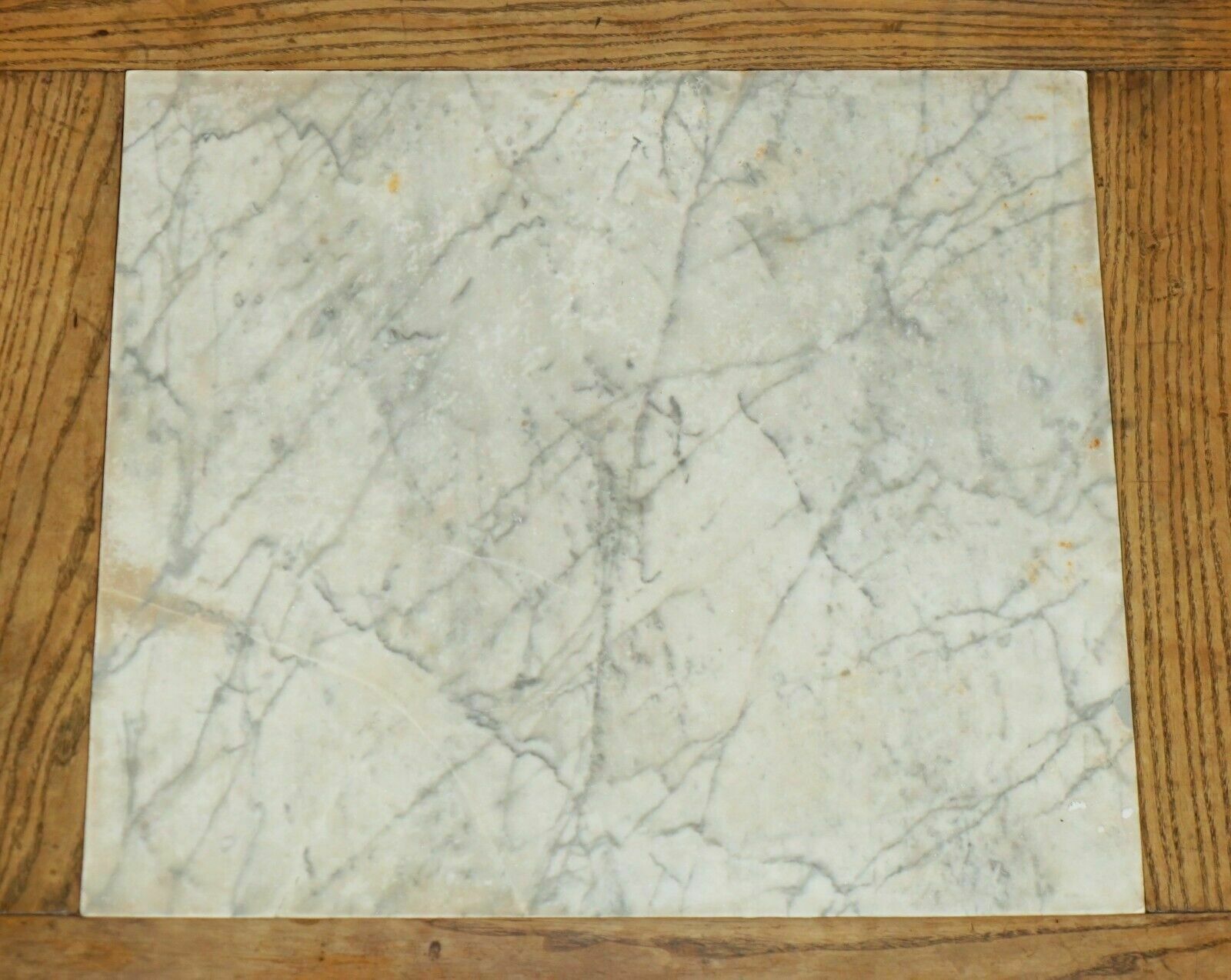 photo vinterior Super Rare Antique Laburnum Oyster Wood Marble Topped Food Preparation Table